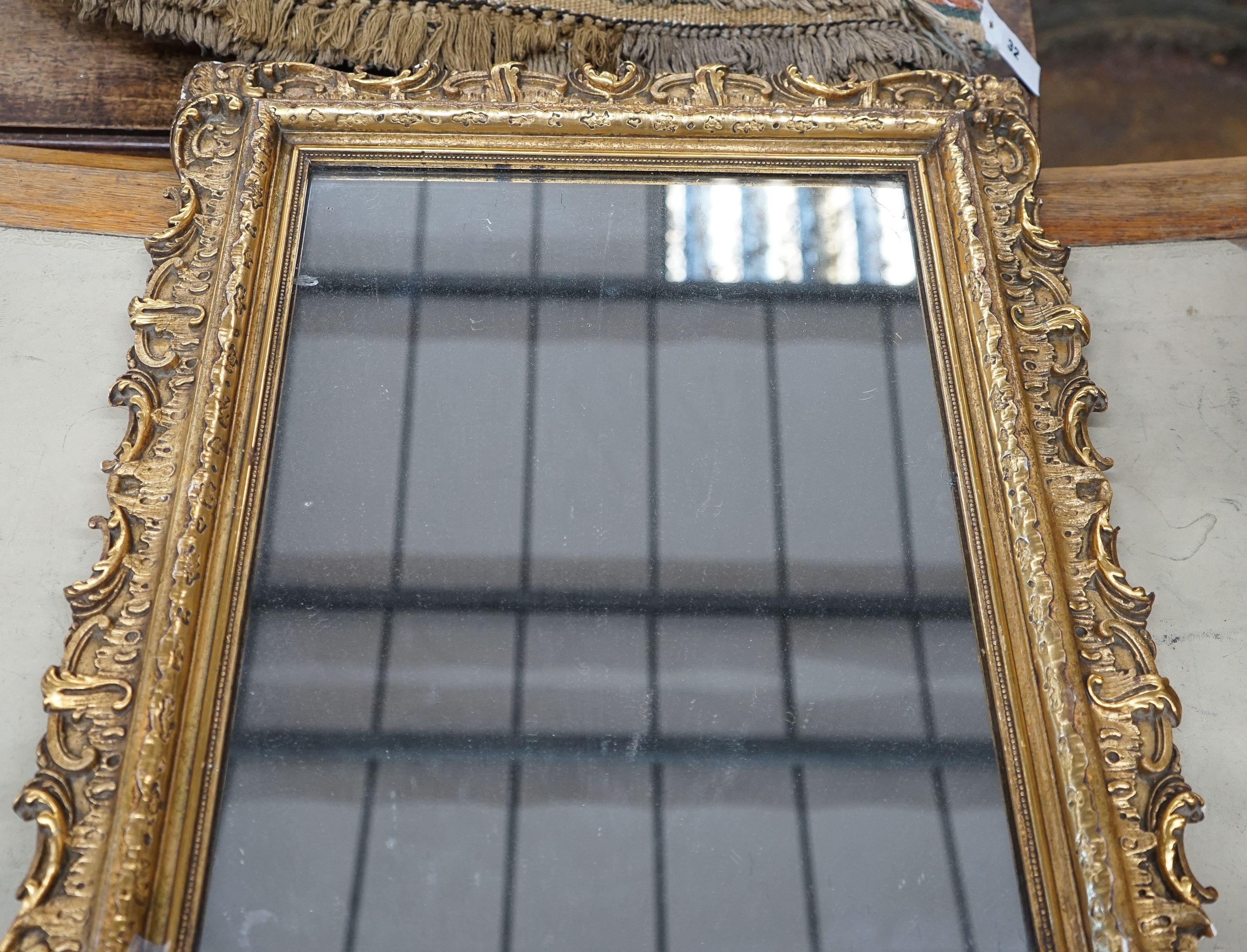A Victorian style rectangular gilt framed wall mirror, width 51cm, height 60cm